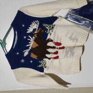 Greendog size 4T moose sweater with cap